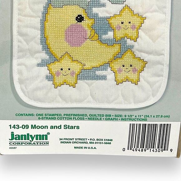 Janlynn Neat & Nifty Moon & Stars Stamped Cross Stitch Bib Kit 143-09 DIY Crafts - Picture 5 of 6